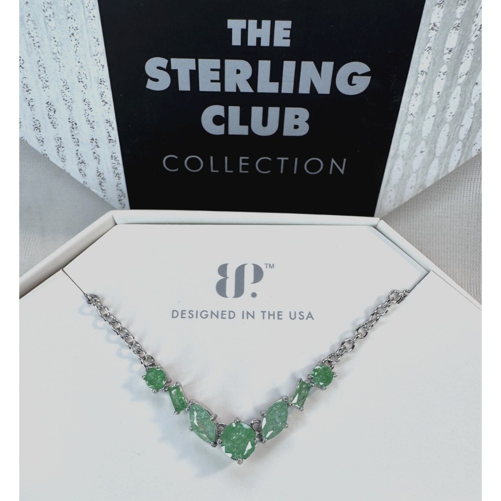 Bomb Party NK31554 The Sterling Club Pale Green Ice Crystal .925 SS Necklace